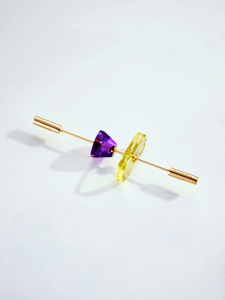 “Spear”ピアス・レモンクオーツ&アメジスト